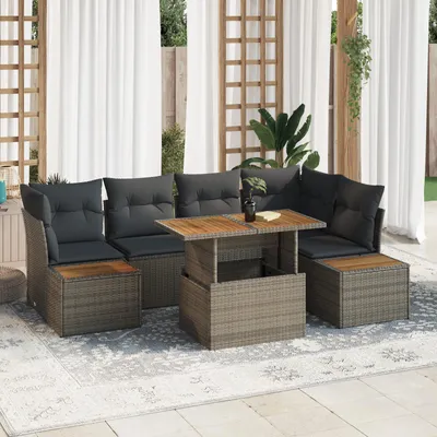 Immagine prodotto di vidaXL Set di divani da giardino con portaoggetti 10 pezzi in poly rattan grigio