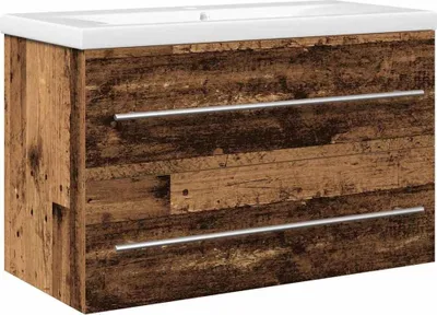 Immagine prodotto di vidaXL Mobile lavabo da parete 2 pezzi legno antico 80 x 38,5 x 48 cm