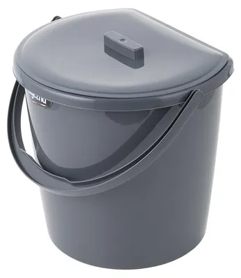 Immagine prodotto di Secchio in plastica da appendere alla parete con coperchio, 11 litri, colore grigio scuro