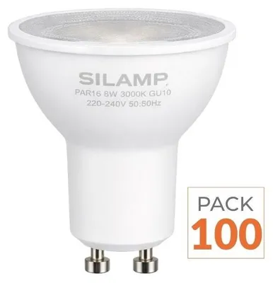 Produktbild von 100er-Pack – Dimmbare LED-Glühbirne GU10, 8 W, 220 V, SMD2835, PAR16, 60° – Warmweiß 2300 K – 3500 K
