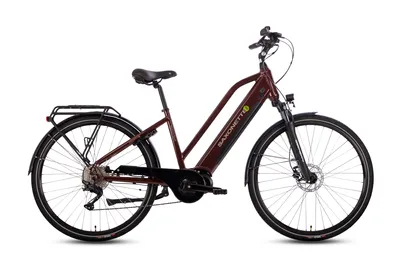 Produktbild von SAXONETTE Premium Sport Trapez 28" E-Bike, Elektrofahrrad, 10-Gang Shimano Deore Kettenschaltung, Mittelmotor 90Nm, 522Wh Akku, RH45 (bordeaux)