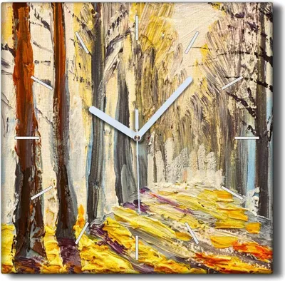 Produktbild von Coloray Hodiny Unikátní 30x30 cm  Tiché hodiny Pro obývací pokoj a kuchyň Nástěnné hodiny Plátno Černé ručičky hodin - Malování lesního stromu