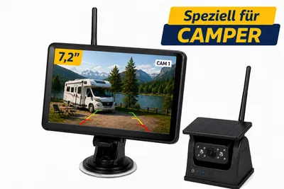 Produktbild von BergGPS kabellose magnetische Solarkamera mit 7,2-Zoll-Display, KI-generiertes Bild