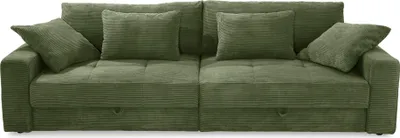 Produktbild von Big-Sofa 284 cm breit Wellenunterfederung Lounge-Couch Stauraum Cord Grün / 15262