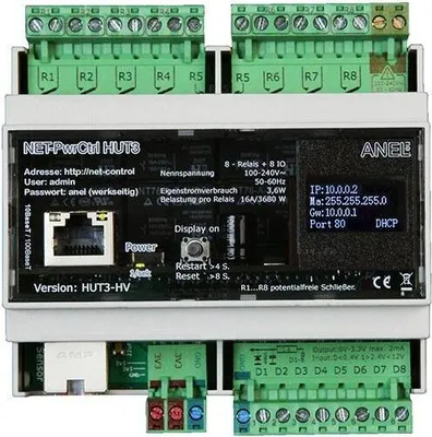 Produktbild von Ethernet/Internet Relaissteuerung, 8-fach, 16A, Hutschiene