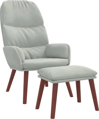 Produktbild von vidaXL Relaxsessel mit Hocker Hellgrau Samt