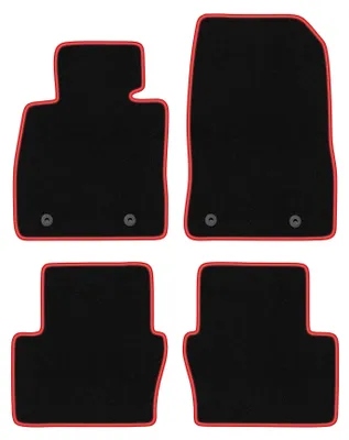Produktbild von Fußmatten Automatten Velours Schwarz/Rot für Mazda 2 IV 2014- Set 4-tlg
