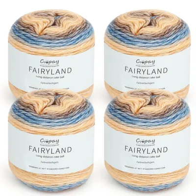 Obrázok produktu pre Farebné priadze 400 g (4 x 100 g), priadza na háčkovanie a pletenie, viacfarebná, bavlna/akryl/vlna