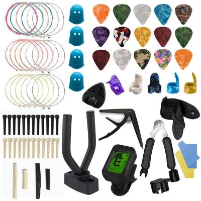 Productafbeelding van Gitaar Accessoires, 61 stuks met Gitaarstemmer, Gitaarcapo, Gitaarband en Gitaarsnaren