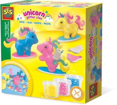Produktbild von SES Creative Knete - Einhörner, Knetmasse, Blau, Pink, Gelb, Kind, 3 Stück(e), Kunststoff-Topf, 3 Jahr(e)