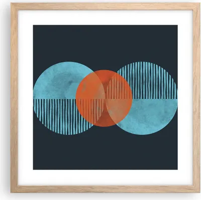 Produktbild von Gerahmtes Poster - Rahmen in heller Eiche - Abstraktion Räder Gürtel - 40x40 cm - Wand Bild - Wanddeko - Wandbilder - Kunstposter - Wandposter - Bilderrahmen - Bilder - Kunstdruck - P2NAC40x40-4670