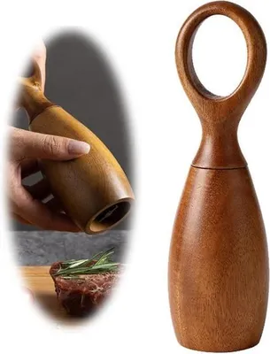 Produktbild von Pfeffermühle, Chilimühle aus Holz, manuelle Meersalzmühle, Gewürzmühle mit einstellbarem Mahlgrad, für Restaurants, Kräuter