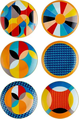 Image de Hermia Concept, DNR0077, set d'assiettes à dessert (6 pièces), multicolore, porcelaine, 20 x 20 x 2 cm