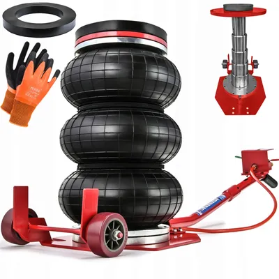 Produktbild von Pneumatischer Wagenheber 3,5T + Gummiauflage + Montagehandschuhe, Autoheber, Luftheber, 150-400 mm Autoheber mit dreifacher Tasche SUV PKW MF80131