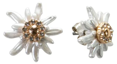 Productafbeelding van Alpenflüstern: Traditionele oorbellen met strass-edelweiss, model Greta mini, voor dames