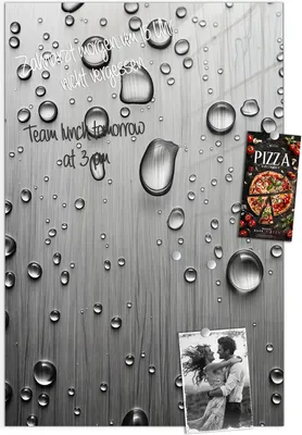 Produktbild von Magnettafel 60x90cm Pinnwand Whiteboard beschreibbar - Wassertropfen auf Metall