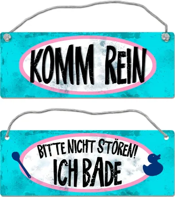 Produktbild von Bitte nicht stören - ich bade Wendeschild mit Kordel Schild Türschild Dangler