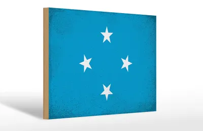 Produktbild von Holzschild Flagge Mikronesien 30x20cm Micronesia Vintage
