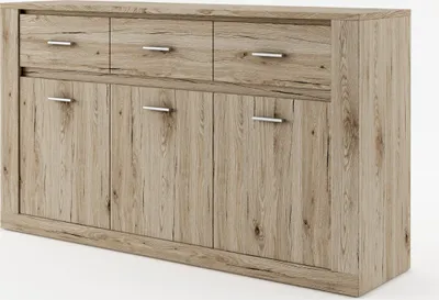 Image de MINIO go for it, Commode IDEA 3 portes 3 tiroirs chêne San remo