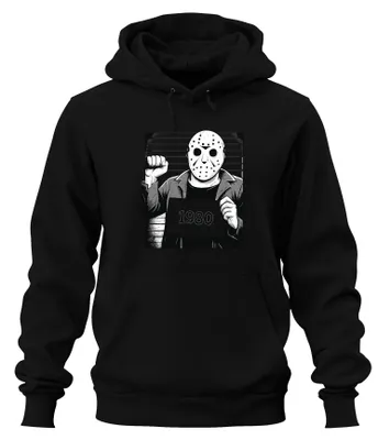 Obrázek produktu pro Horor hokejová maska 1980 slasher policejní foto retro vintage grunge uni mikina s kapucí, černá, L