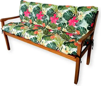 Obrázek produktu pro 4L Textil Prošívaný sedák, polstr na zahradní lavici - sedák s opìrkou (120x50x50 cm, kvìtinovì zelený)