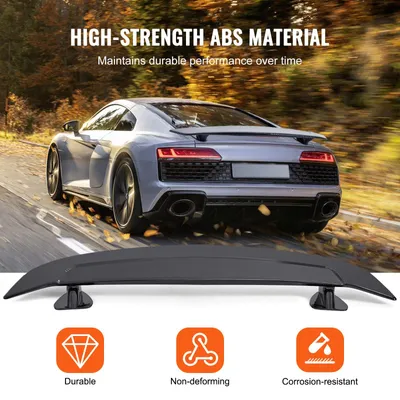 Obrázok produktu pre VEVOR GT Wing spojler na auto, 46,3 palcový univerzálny spojler, kompatibilný s väčšinou sedanov a kupé, vysokopevnostný ABS materiál, zadný spojler na auto, pretekársky spojler BGW/JDM drift lesklá čierna