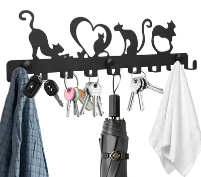 Produktbild von Wandmontierter Schlüsselhalter mit 9 Haken, schwarz