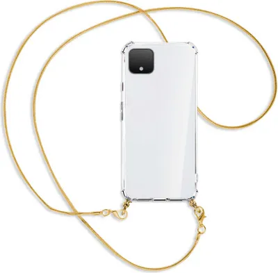 Produktbild von Handykette Backcover-Schutzhülle mit Band (Metall goldfarben) für Google Pixel 4 XL - goldfarbene Kette Snake