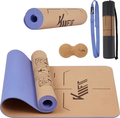 Produktbild von KM-Fit TPE Yoga- & Sportmatten, Gymnastikmatte mit Tragegurt, Yogamatte gepolstert & rutschfest, Sportmatte für Fitness, mit Tragetasche,Lila
