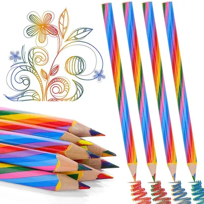Produktbild von Regenbogen-Buntstifte, 12 lustige Regenbogen-Buntstifte, 4-in-1-Regenbogen-Buntstifte, Zeichenstifte zum Malen, Ausmalen und Skizzieren