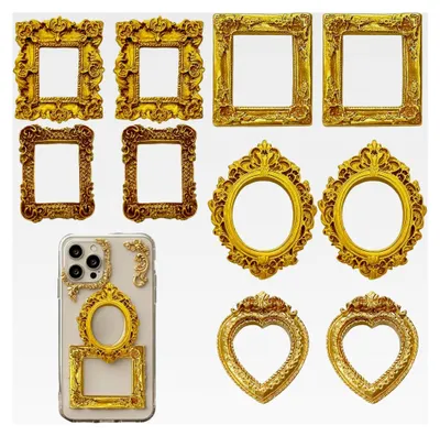 Produktbild von 10 Mini-Goldrahmen, Vintage-Mini-Fotorahmen für Bastelarbeiten, Handyhüllen-Dekoration und Schmuckpräsentation