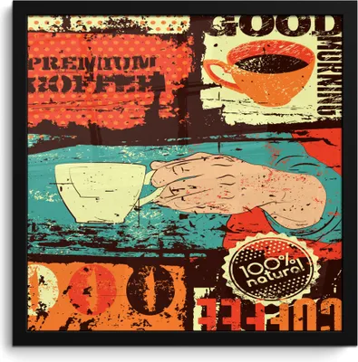 Produktbild von MuchoWow® MuchoWow® Gerahmtes Poster Kaffee - Collage - Vintage 40x40 cm - Poster mit zchwarzem Bilderrahmen - Mit Rahmen - Wanddekoration Schlafzimmer