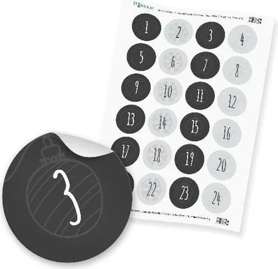 Produktbild von Zahlensticker Z13 Adventskalenderzahlen 1-24 Schlicht / Grau
