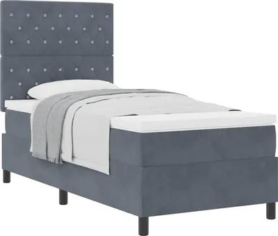 Obrázek produktu pro Postel s boxspringem s matrací Tmavě šedá 90 x 190 cm samet