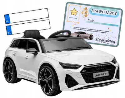 Zdjęcie produktu dla Auto akumulator 4x4 100W skóra pilot EVA samochód dzieci AUDI RS6 biały