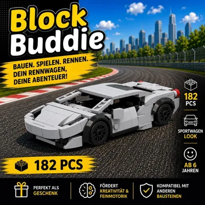 Produktbild von BlockBuddie™ Aventador inspiriertes Klemmbaustein Auto mit 182 Teilen – Sportwagen Modellbausatz