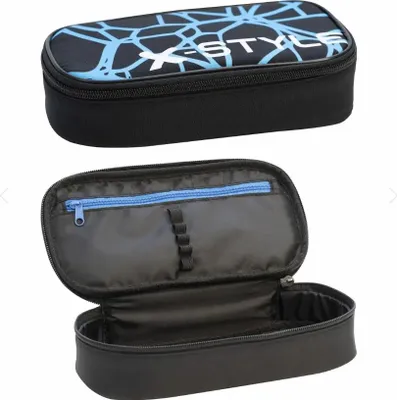 Immagine prodotto di Eberhard Faber 577481 - Jumbo Schlampermäppchen Neon Blau / Schwarz, Federmäppchen mit Reißverschluss, großem Hauptfach und Innentasche