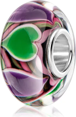 Produktbild von MATERIA by Matthias Wagner Glas Bead Herzen lila grün für Beads Armband 1489