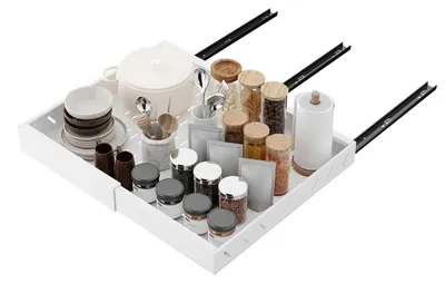 Image de Rangement pour placard de cuisine - Étagère coulissante extensible - Extensible - Profondeur 52 cm - Acier - 1 pièce - Blanc