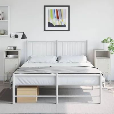 Image de vidaXL Tables de nuit 2 pcs. Blanc 36x39x78 cm Acier