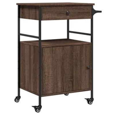 Obrázek produktu pro vidaXL Kuchyňský vozík hnědý dubový vzhled 56x43x89,5 cm materiál na bázi dřeva