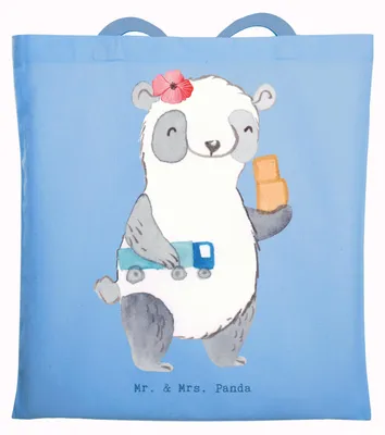 Produktbild von Mr. & Mrs. Panda Tote Bag Speditionskauffrau Herz - Sky Blue - Geschenk, Einkaufstüte, Shopping Tasche, Büchertasche, Laptoptasche