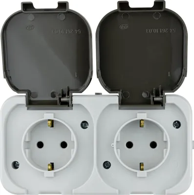 Produktbild von REV AquaTop Doppelsteckdose Feuchtraum, IP44, einpolig, Grau