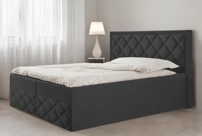Produktbild von Bett, Boxspringbett DORMI 3, mit Bonnel-Matraze, OHNE Topper, Federkern, Doppelbett, Stauraum, 180x200 cm, (Schwarz - Itaka 15)