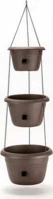 Image de Suspension à fleurs, pot triple, pot à herbes aromatiques à arrosage automatique, marron, avec système d'arrosage automatique à trop-plein, Siesta