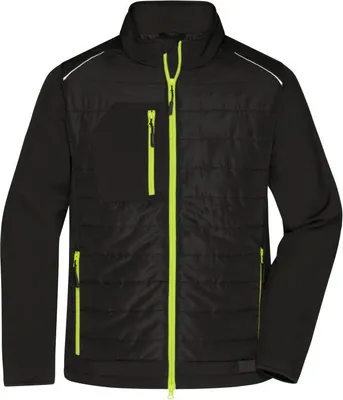 Produktbild von Softshelljacke im attraktiven Materialmix black/neon-yellow, Gr. 4XL