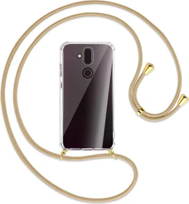 Produktbild von Handykette Backcover-Schutzhülle mit Band (Metall goldfarben) für Nokia 8.1 - caramel
