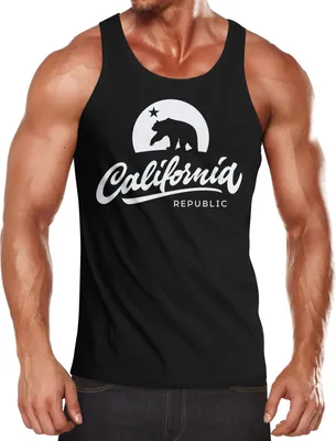 Produktbild von Herren Tank-Top California Republic Bear Kalifornien Bär Sommer Muskelshirt Muscle Shirt Neverless® schwarz M