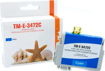 Produktbild von cyan Tinte/Tintenpatrone 4.2-C13T34724010 kompatibel mit Epson C13T34724010 [ T3472 ]  Seiten: 1.400