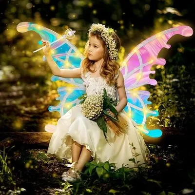 Produktbild von Leuchtende elektrische Schmetterlingsflügel für Kinder – Zauberstab-Feenflügel und Heiligenschein mit Musikspielzeug – Engel-Feenprinzessinnen-Kostüme für Kostüme und Cosplay